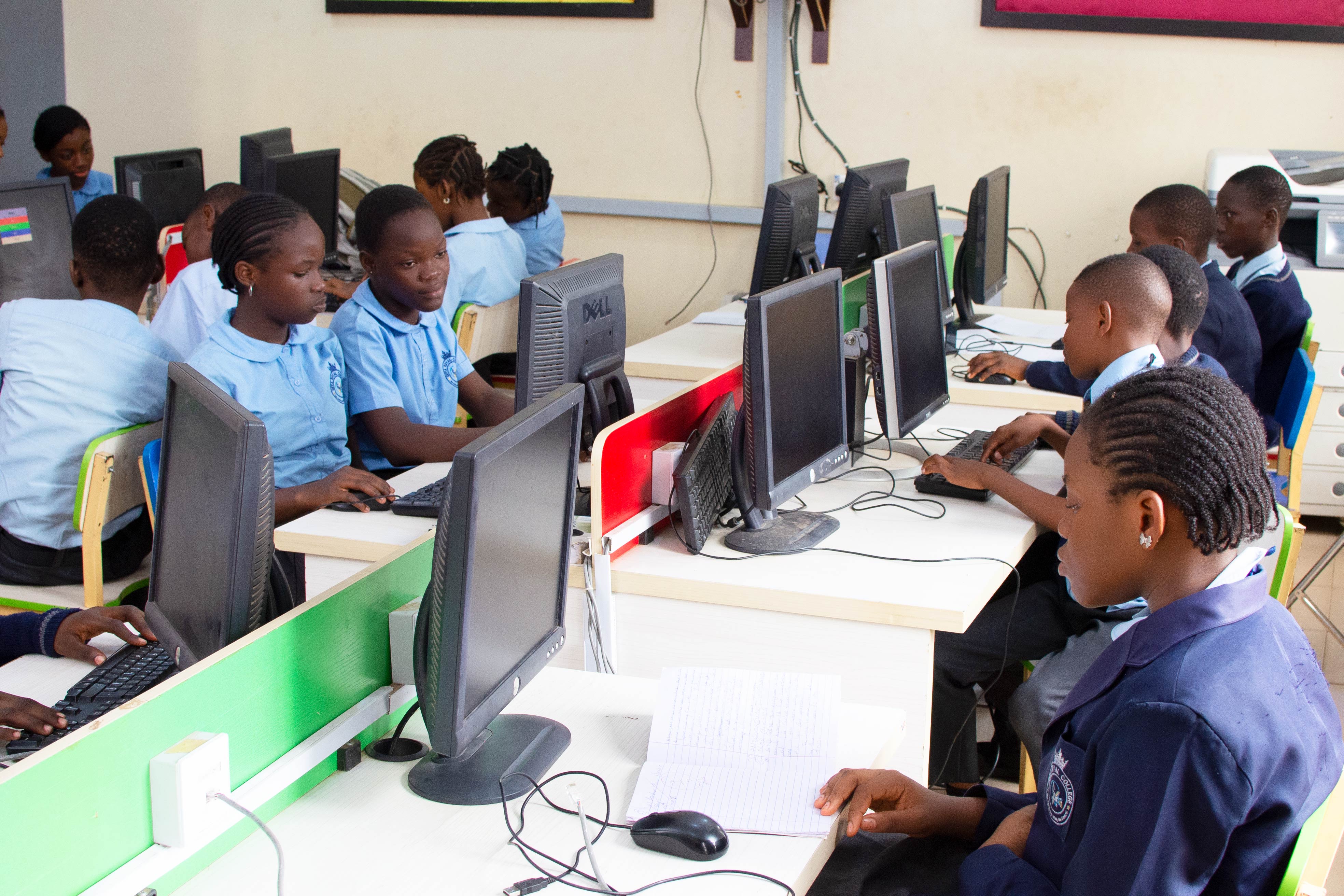 Students at computer workstations in the College ICT laboratory