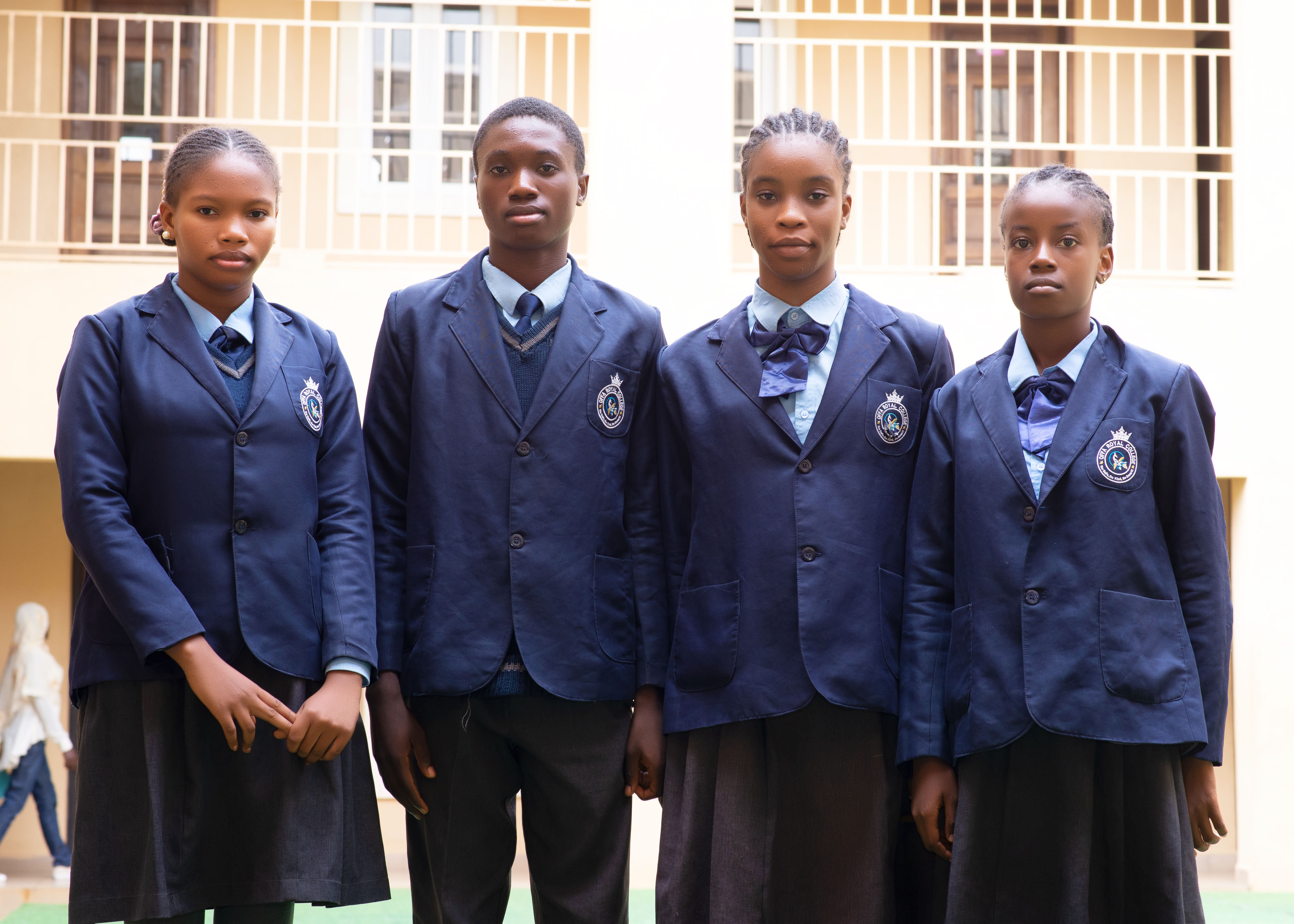 Senior students of Offa Royal College gathered in the courtyard